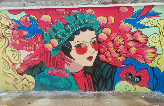  九寨沟墙体彩绘-网红墙