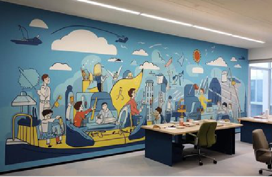  九寨沟办公室墙绘的特点。