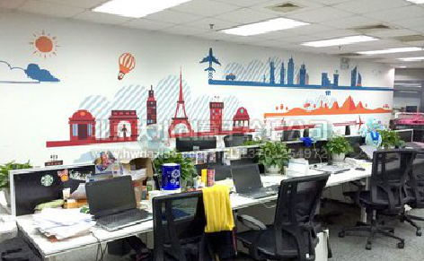  九寨沟教你设计办公室墙绘的方法。